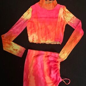 Very girly cute pink & yellow two piece #tiedie